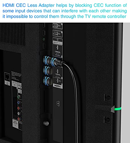 Image of BlueRigger 4K HDMI CEC Less Adapter (4K, UHD, ARC, 1080p, Ethernet) - HDMI Male to Female Adapter is Compatible with HDTV, TV Stick, Game Consoles, Laptops and More