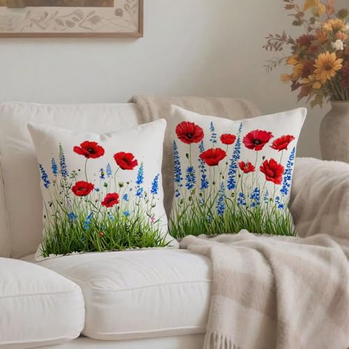 Housse coussin 80x80cm imperméable double face rouge vintage