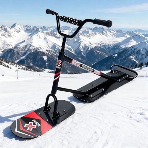 pedenencelia Nuevo Patinete/Trineo De Nieve para Adultos Y Adolescentes, con Cuchillas Dobles, Esquí Trasero Giratorio, Estructura Robusta, Capacidad De 150 Kg A