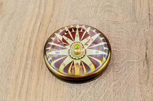 Brújula de Bolsillo Vintage de Latón con Caja de Madera miniatura 3