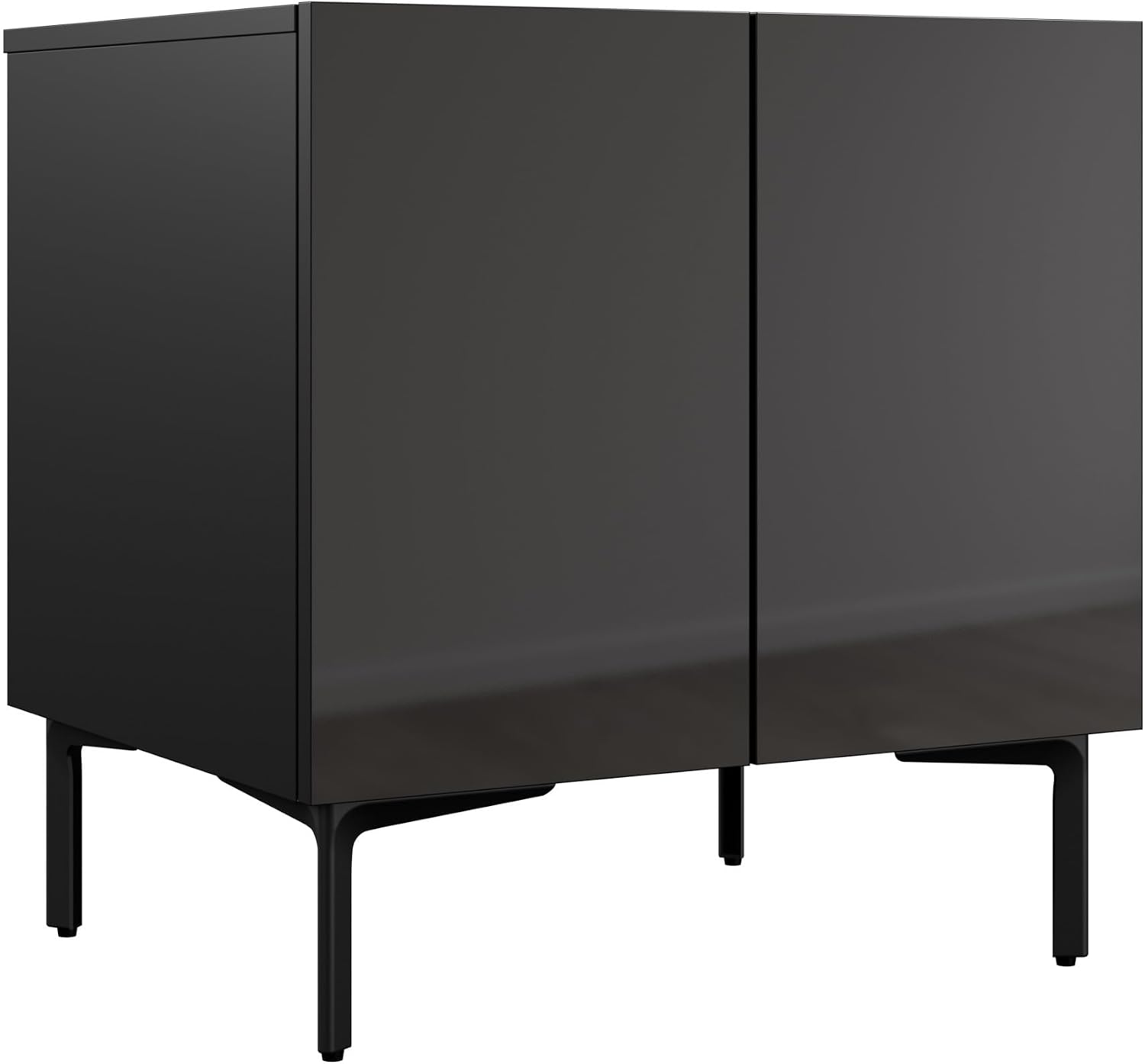Bestar 24-inch Modular Storage Cabinet with Doors and Metal Legs, Living Room Furniture, Barletta Collection, High Gloss Black