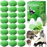 24 Pack Peppermint Skunk Repellent, Raccoon Repellent Ball for House Garage Garden Car Engine Indoor, Raccoon Deterrent for Outdoor, Keep Skunks and Raccoons Out Natural Ingredients Pet Safe, Green