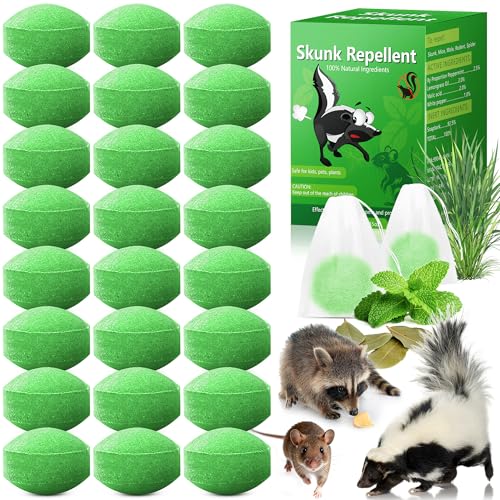 24 Pack Peppermint Skunk Repellent, Raccoon Repellent Ball for House Garage Garden Car Engine...