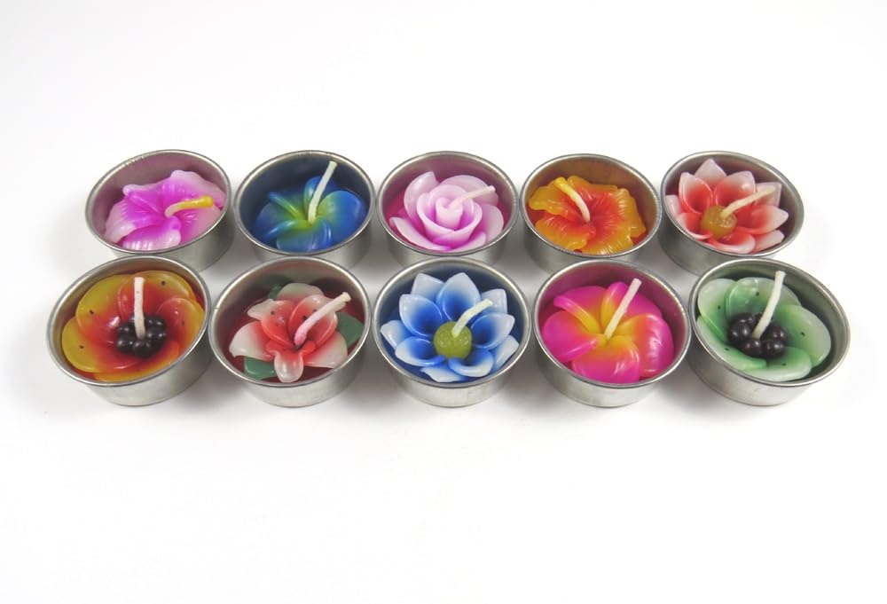 10 Bougies Chauffe-Plat Parfumées En Forme De Fleurs – Hibiscus, Lys, Sakura, Lotus, Rose & Frangipanier – Ambiance Relaxante & Décoration Élégante