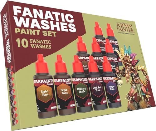 The Army Painter Warpaints Fanatic Washes Paint Set 10 x 18 mL Acrylic Paint - Model Paint Washes and Shades for Miniature Models Warhammer & D&D Miniatures