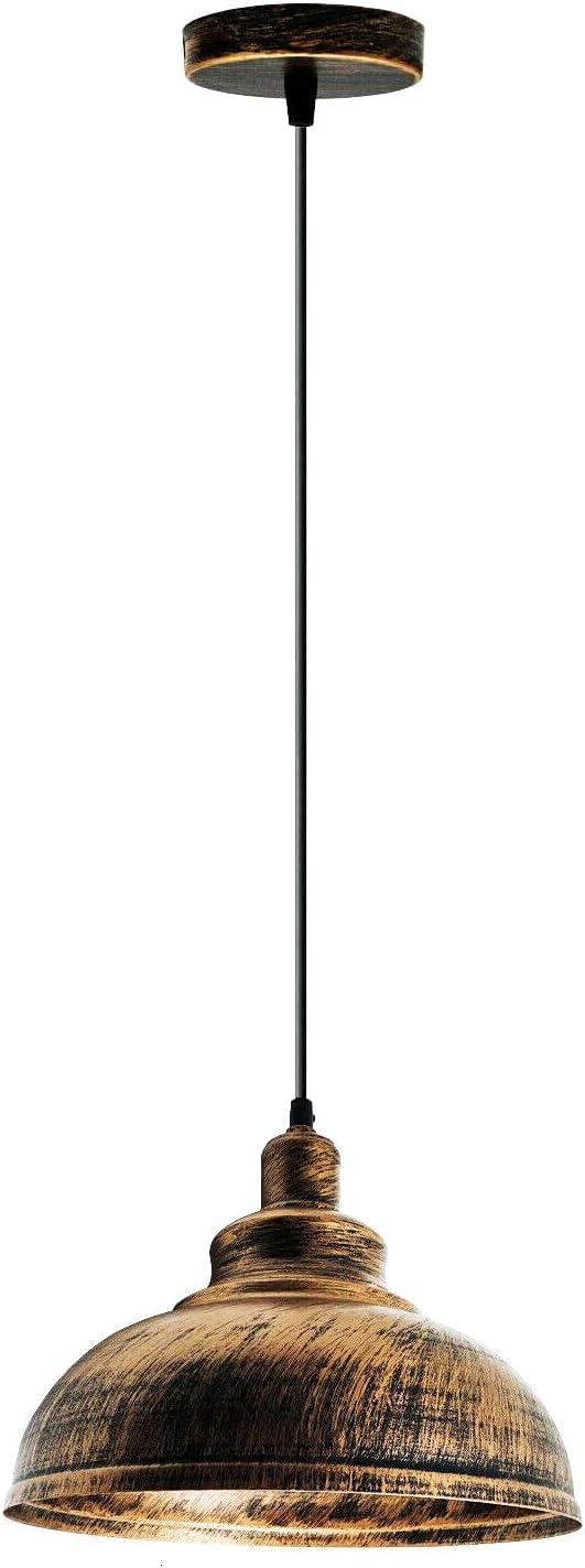 LEDSone Ceiling Pendant Light, 29cm Orange Metal Shade, Adjustable 95cm Cable, E27, 60W, Industrial Hanging Lamp, Kitchen Island Loft Lighting