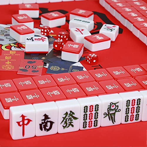 Mahjong chino Guofeng con 144 fichas y accesorios