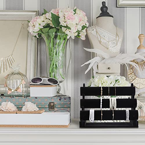 3 Pieces Bracelet Holder Stand Velvet Bracelet Holder 3 Tiers Bracelet Organizer Jewelry Holder Stand Bangle Jewelry Towers Jewelry Display For Selling Storage (Black) #TOP4