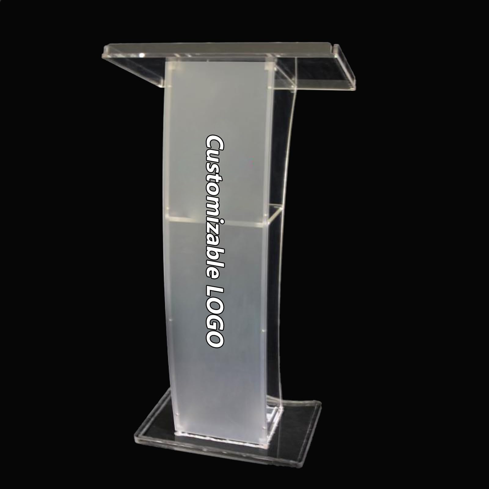 Podio Per Presentazioni in Acrilico Trasparente Da 43 ", Pulpito in Acrilico Personalizzato Con Luci Led a 7 Colori, Superficie Inclinata, Piastra Deflettrice E Ripiano, Leggio Portatile Con Logo
