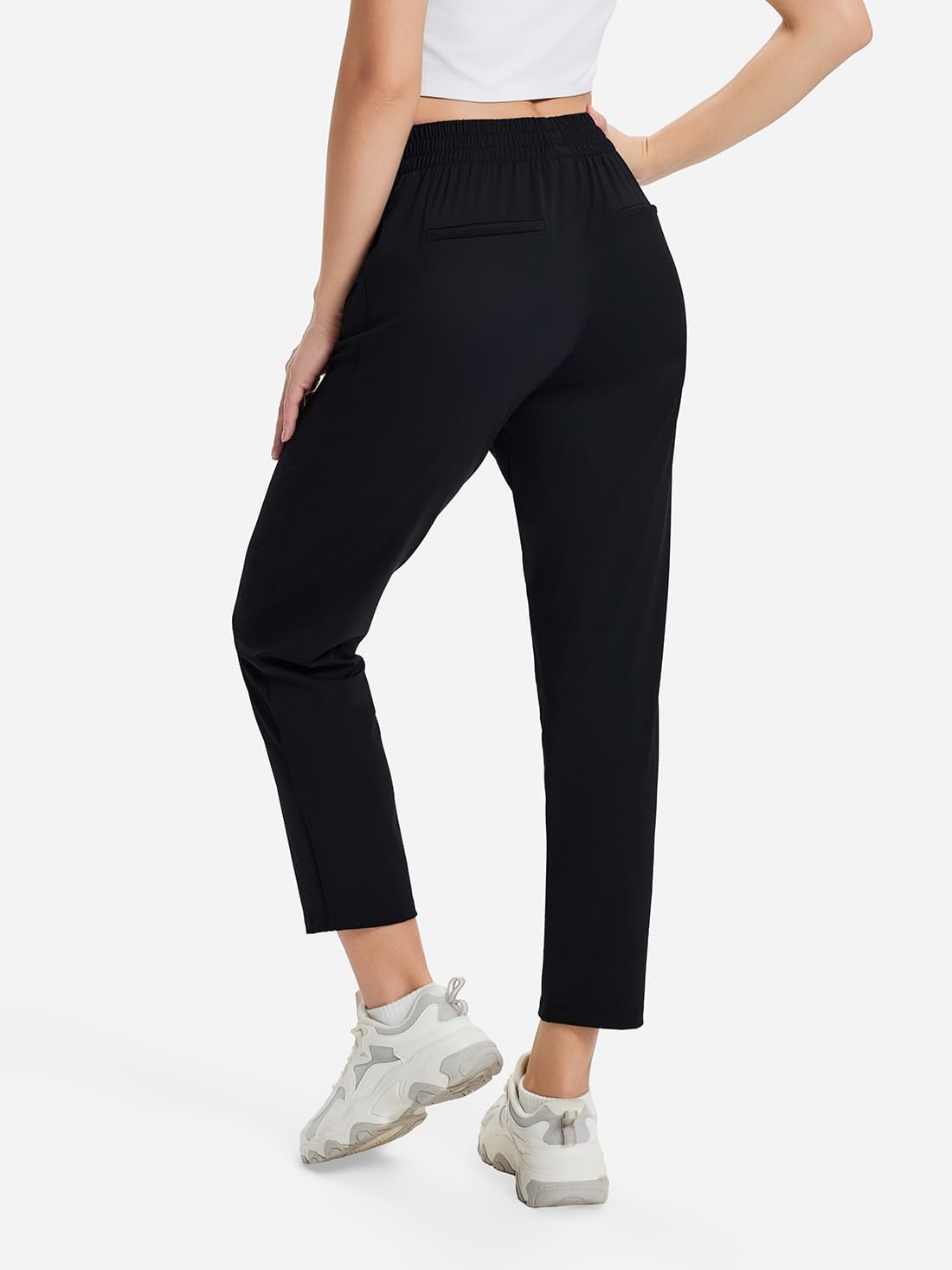 Yogipace Women's Petite/Regular/Tall Lightweight Stretch Pull-On Golf Ankle Pants,Travel Hiking Lounge Pant with Zip Pockets - Image 3