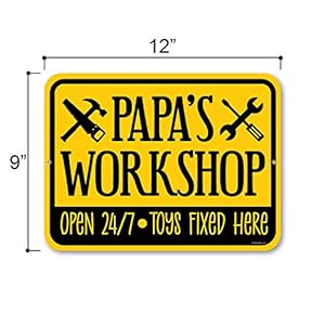 Honey Dew Gifts, Papas Workshop 9 inch by 12 inch, Home Wall Decor Tin Sign Gift for Grandpa, Papa for Birthday, Grandparent’s Day, All Occasion, HDG-1312 Honey Dew Gifts Papas Workshop 9 inch by 12 inch Home Wall Decor Tin Sign Gift for Grandpa Papa for Birthday Grandparents Day All Occasion HDG 1312