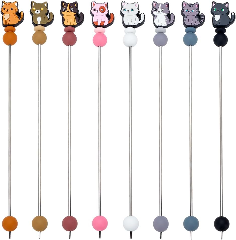 FREEBLOSS 8Pcs Cat Knitting Needles 8 Styles Double Pointed Crochet Sweater Needle Sewing Sticks Crochet Needles Knitting Supplies for Craft Supplies, 9.5'' Long 0.1'' Thick