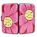 ELFISH RFID Blocking Credit Cards Holder Aluminum Wallet Metal ID Case for Men Women (Big pink flower)