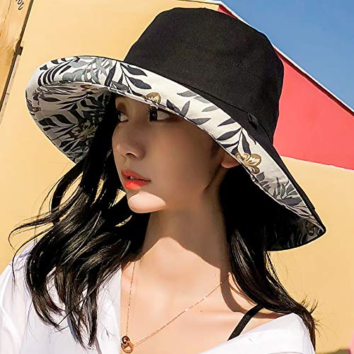 Farodor Women's Print Floral Reversible Bucket Hat Uv Sun Protection Wide Brim Summer Beach Cap #TOP1