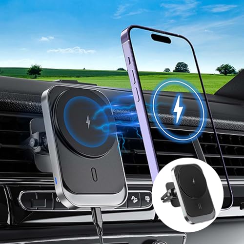 Cargador inalámbrico para coche con imán fuerte de 15W soporte para rejilla de aire iPhone 16