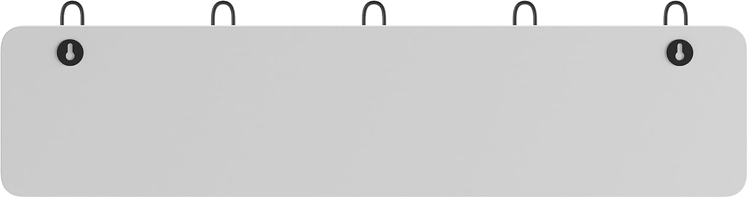 Flash Furniture Daly Wall Mounted Storage Rack - Solid White Solid Pine Wood - 24 Inch - 5 Hanging Hooks - for Entryway, Kitchen, Bathroom