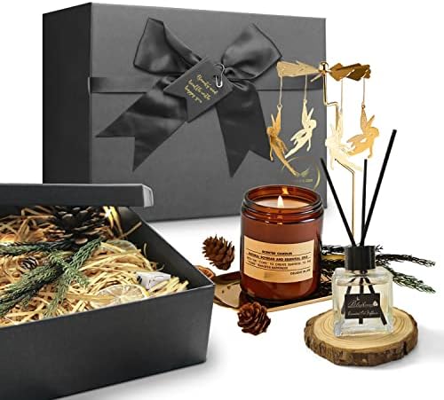Natural Soy Candle with Healing Crystals, Soothing Aromatherapy Oil, Fairy Candlestick, and Wood Coaster, Natural Handmade Wax Base, Gardenia Scented