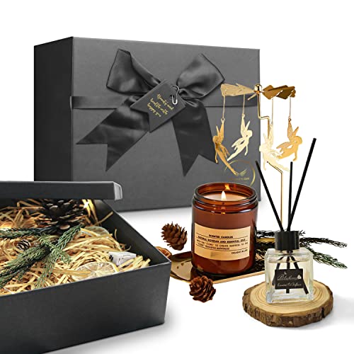 Natural Soy Candle With Healing Crystals, Soothing Aromatherapy Oil, Fairy Candlestick, And Wood Coaster, Natural Handmade Wax Base, Gardenia Scented #TOP9