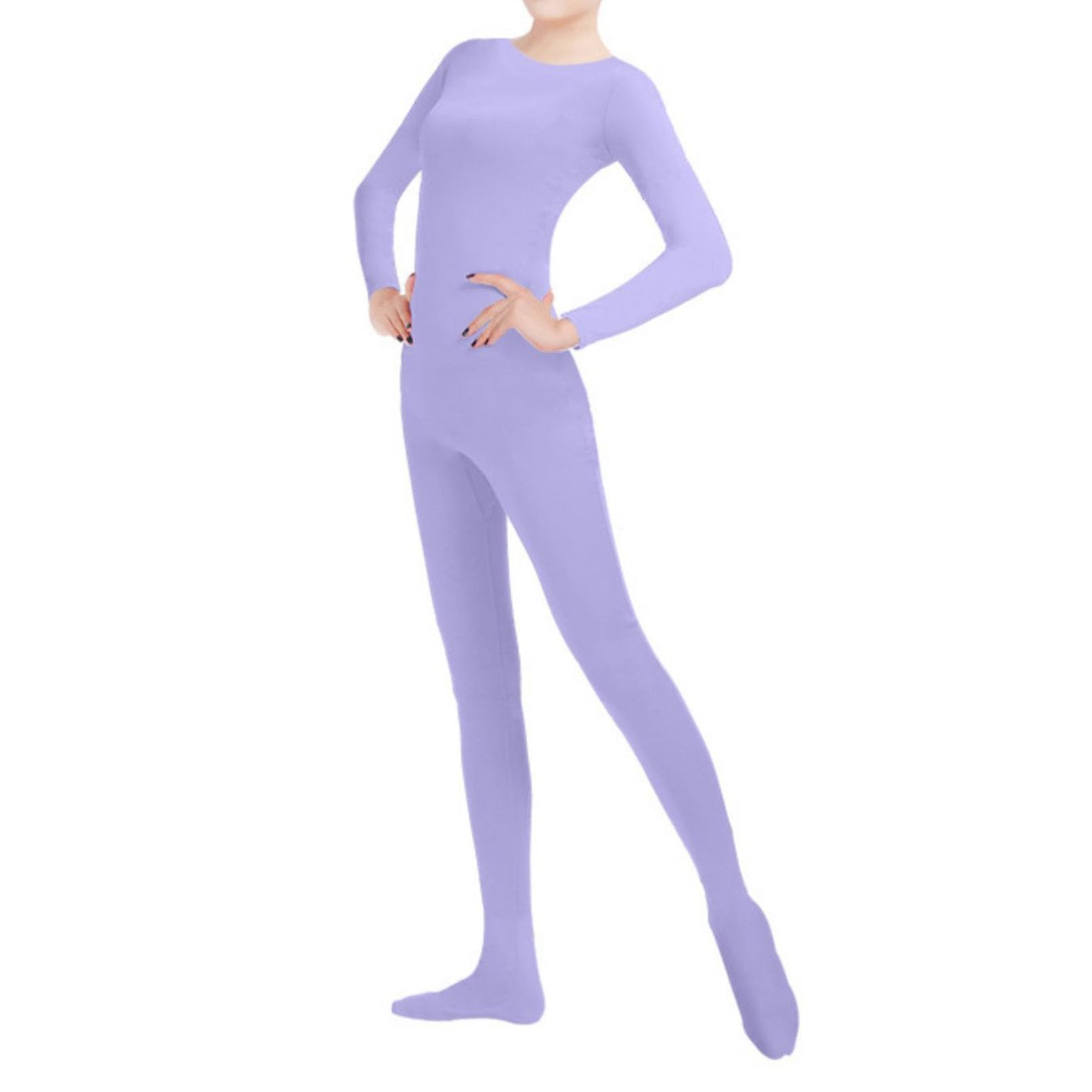 Tuta da donna a girocollo in spandex, a maniche lunghe, stile Zentai, per Halloween