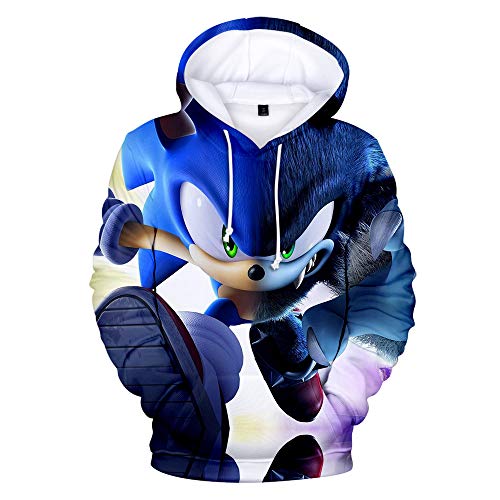 Ming Group Unisex Hoodie 3D Sonic-Hedgehog Printed Hooded Pullover Boys Girls Sweatshirt