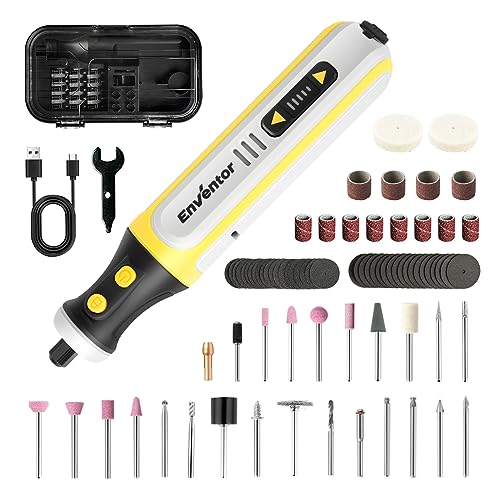 Enventor Cordless Rotary Tool, 8V Rechargeable Rotary Multi Tool Kit, 5 Variable Speed, 5000-28000RPM, Power Rotary Tool with 80pcs Accessories for Grinding, Carving, Sanding, Polishing and DIY Crafts
