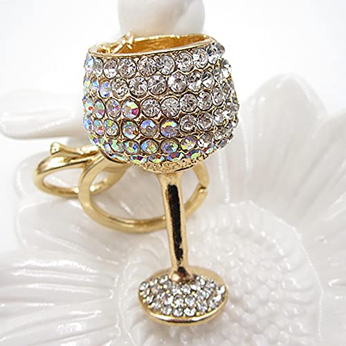 Monnel Mz963 Gorgeous Crystal 3D Wine Glass Charm Pendant Lobster Clasp Key Ring Keychain #TOP2