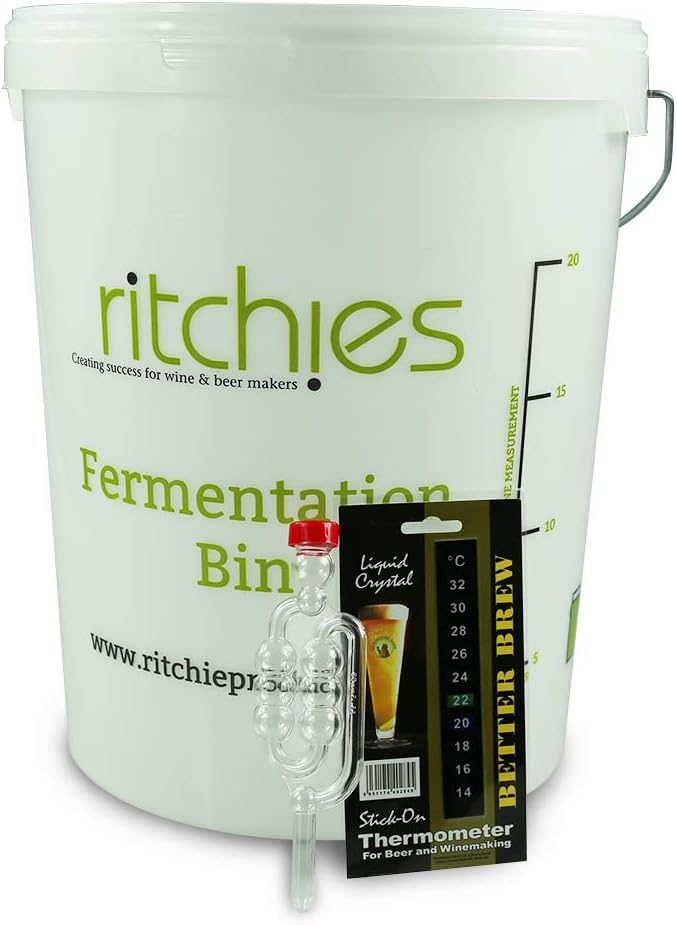 25ltr Home Brew Fermentation Bucket & lid with LCD Thermometer and Airlock