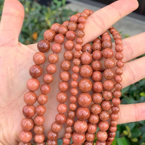 Image of 90pcs Adabele Brown Goldstone Sandstone Gemstone 8mm Round Beads