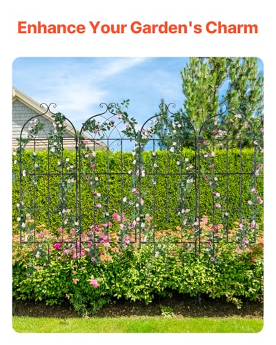 Image of VEVOR 71 x 20 in, 4 Packs Rustproof Metal Garden Flower Trellis, Outdoor Climbing Rose & Cucumber Support, Decorative Clematis Trellis for Courtyards & Lawns