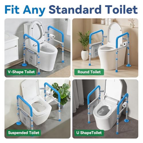 Loyoda Toilet Safety Rails for Seniors, Adjustable Height Toilet Handles for Elderly and Disabled, One-Button Width Adjustment, Foldable Handles, 350 LBS, Toilet Bars Fit Most Toilets - Image 7