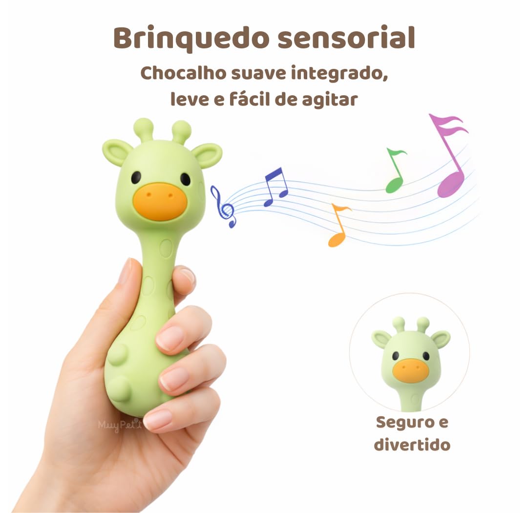 MuyPetit Jirafa Sonajero Stick, Juguete bebe 4 meses, Libre de BPA y tóxicos, Juguetes Montessori para bebes 6-12 meses, Fácil de agarrar, Juegos bebe 0-6 meses, Teether (Jirafa Rosa) — view 6