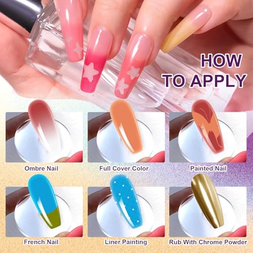 Image of THR3E STROKES Solid Cream GelPolish Set, 9 Colors Pudding Gel Nail Polish Palette with Nail Brush, Nude Pink Orange Red Solid Gel Polish Nail Art Kit Soak Off Portable Gift for Girls /Friend DIY Home (D)
