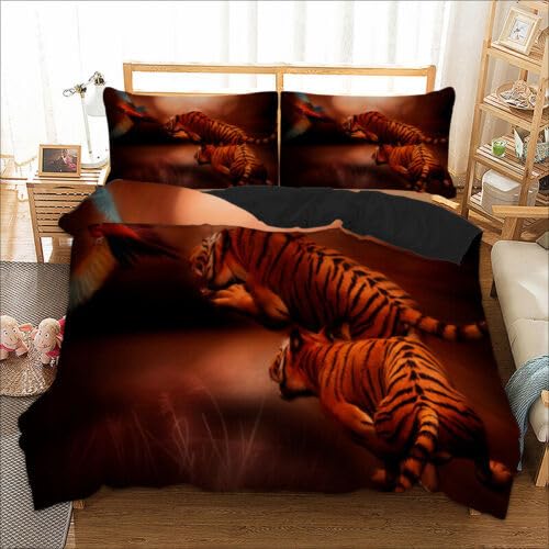 Housse de couette tigre 90x190 en microfibre anti-plis pour un lit toujours impeccable