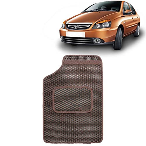 Image of Kingsway Dotted Design Car Floor Foot Mats Universal Fit for Tata Indigo CS, Model Year : 2009-2018, Water and Dustproof, Color Brown, Set of 5 Pieces