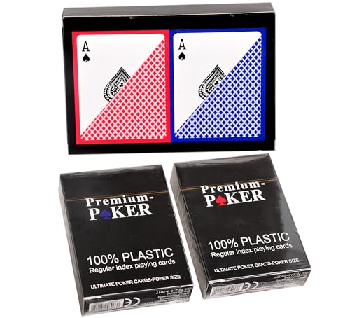 WiMi 2 X Premium Casino Poker Karten Pokerkarten 100 Prozent Plastik - Kleiner Index 2 Eckzeichen - Duo Box Edition – Bild 4