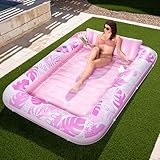 Sloosh Inflatable Tanning Pool Lounger Float for Adults, 85' x 57' Extra Large Suntan Tub Pool Floats Sun Tan Tub Ice Bath Tub Tanning Bed Blow up Pool Raft Lounge Floatie, XL-Blushing Pink