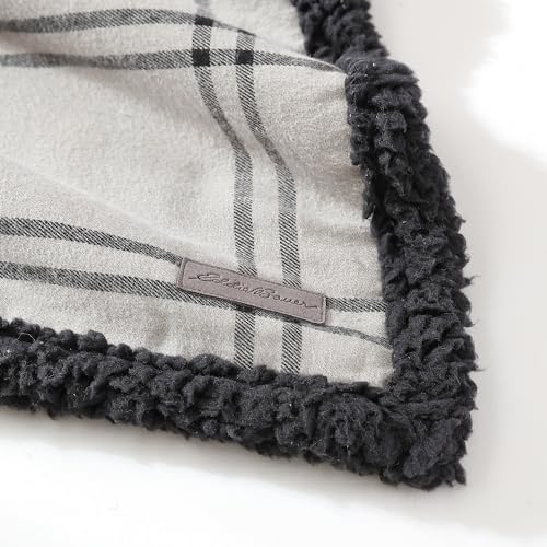 Image of Eddie Bauer - Throw Blanket, Soft & Reversible Cotton Flannel Bedding, Throw Blanket for Couch or Bed (Kettle Falls Grey /Black, 50 inch x 60 inch)