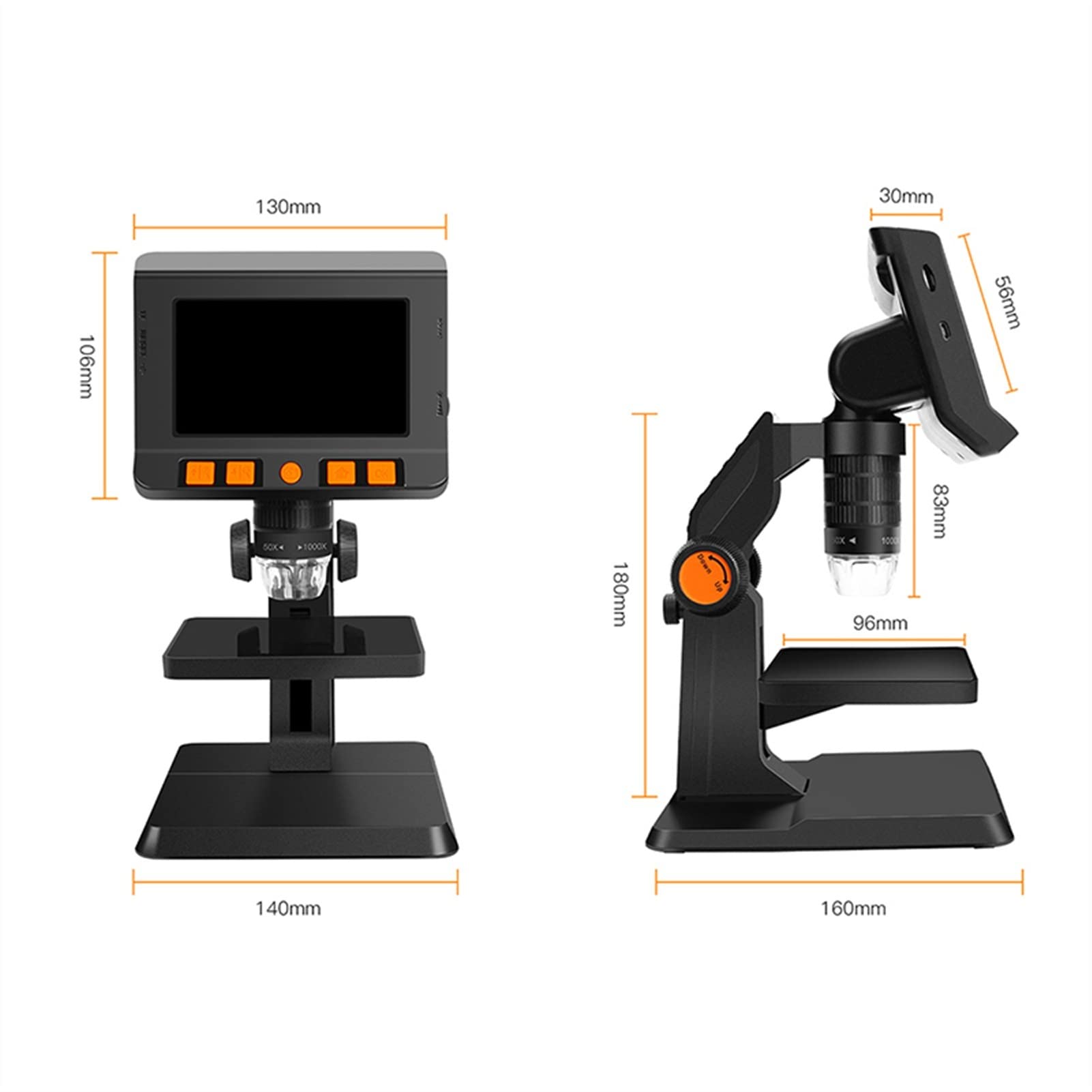 LCD Mikroskop cyfrowy 4,3 "Handheld Usb. mikroskop 5 0X-1000X Moneta Camera Powiększenie mikroskopu wideo z 8 DOPROWADZIŁO(P10 Stand)