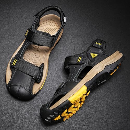 Fashion Men's Large Size Backpacking Hiking Sandals, Breathable Classics Real Leather Sandals, Outdoor Sports Closed Toe Beach Shoes2