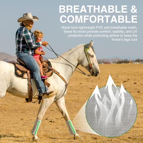 Image of Hilltown Fly Boots for Horses, Anti-Insect and UV-Permeable Fly Boots for Horses Set of 4 - Provide Your Horse with Maximum Protection During Training, Riding and Resting