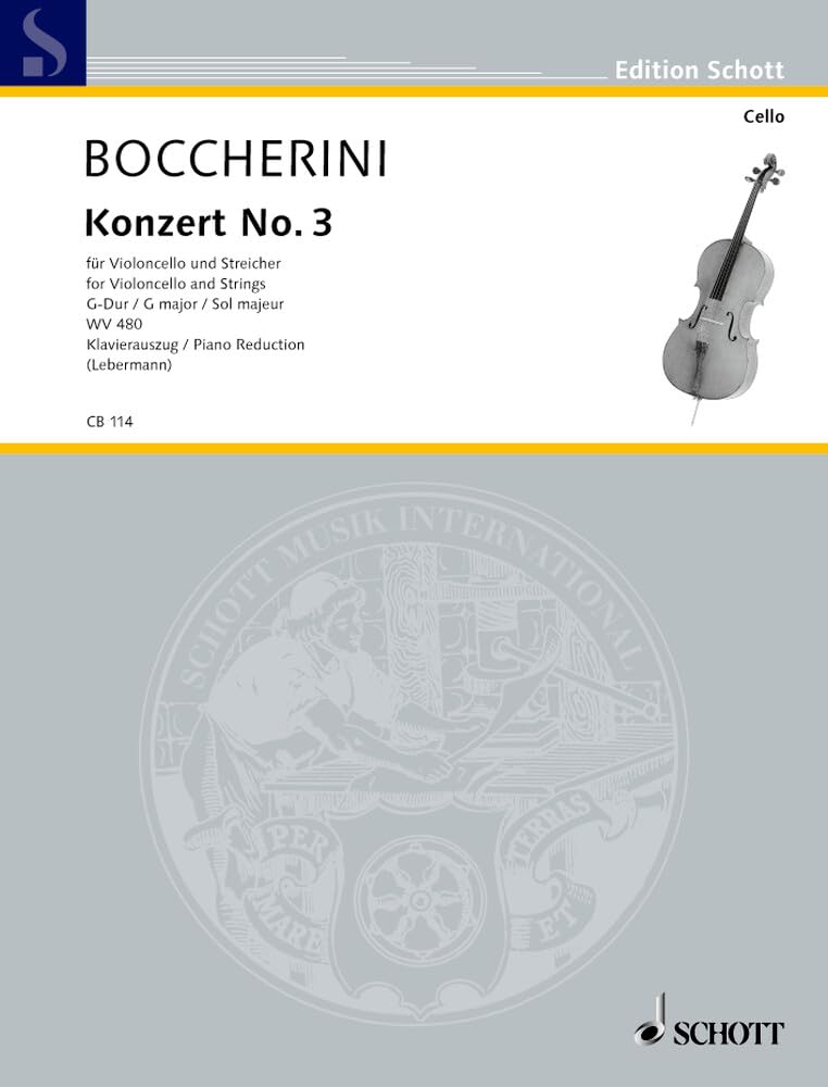 Concerto No. 3 in G Major: WV 480. cello and string orchestra. Réduction pour piano avec partie soliste.