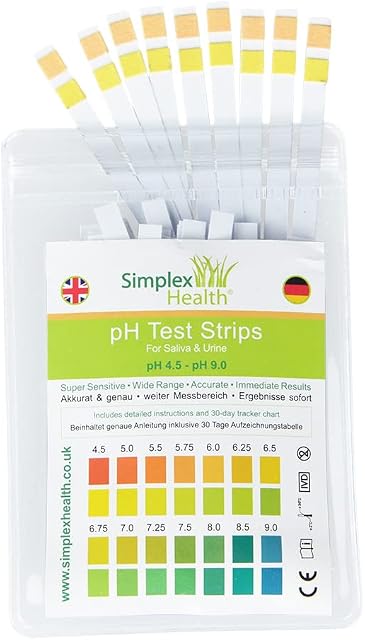 SimplexHealth pH Dual Test Strips to Test Urine & Saliva (25 STRIPS)