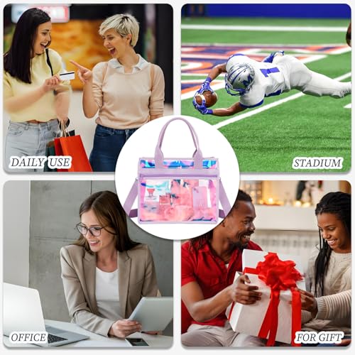 Image of Fammart Clear Bags Stadium Approved, Jelly Tote Bag for Women with Zipper, Crossbody Bag with Adjustable Strap for Work