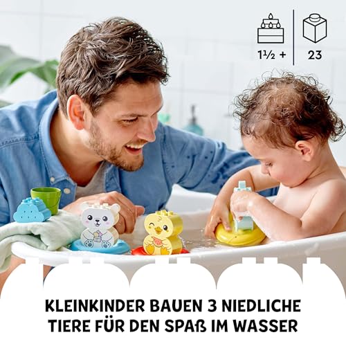 LEGO DUPLO Badewannenspaß: Schwimmender Tierzug - Badespielzeug für Kleinkinder - Motorikspielzeug für Jungen und Mädchen ab 1 Jahr - mit Nilpferd, Ente und Eisbär Minifiguren - Kinder Geschenk 10965