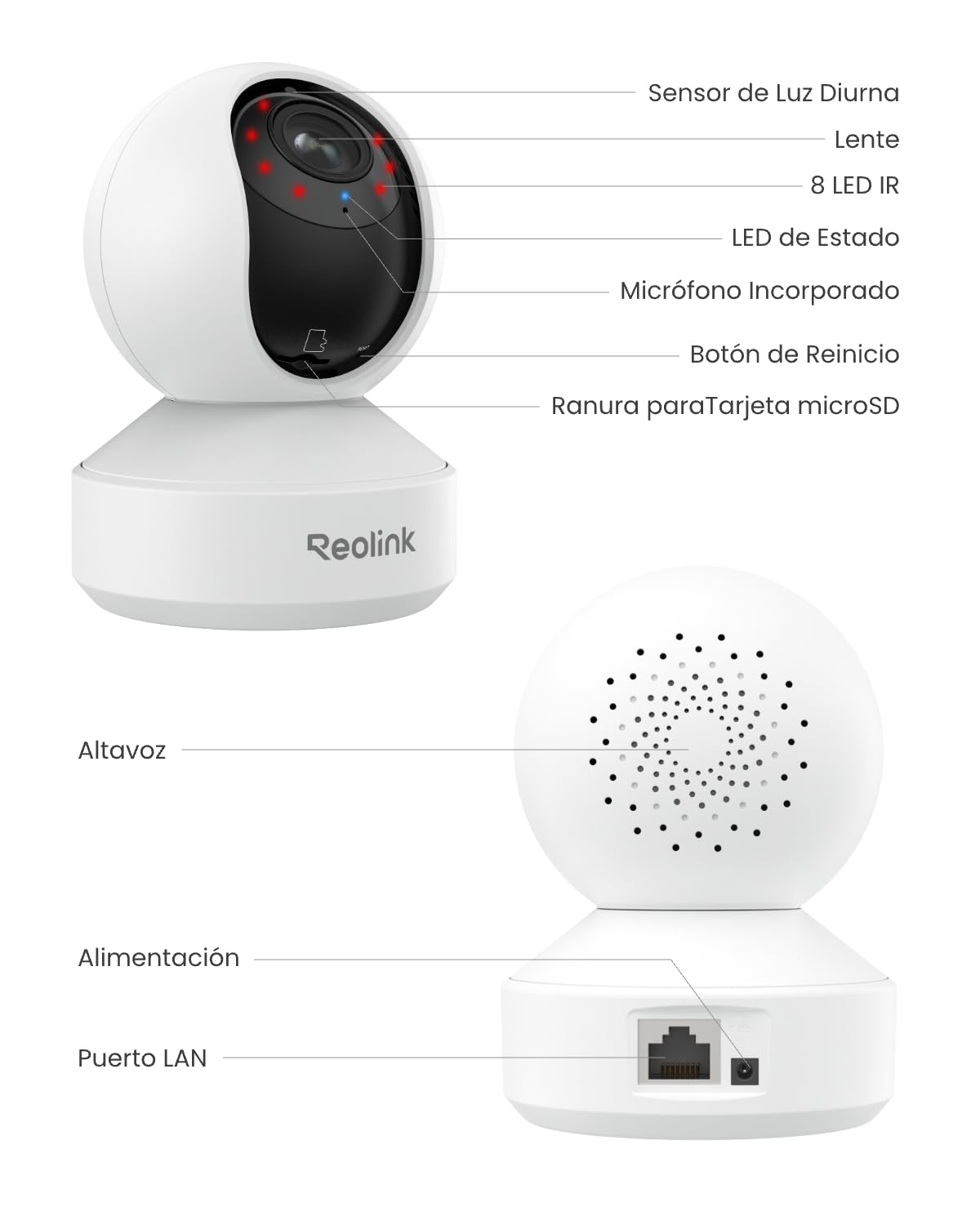 Reolink Camara Seguridad Interior 4K WiFi 6 Zoom óptico 3X, E1 Zoom | WiFi 2,4/5 GHz, Zoom óptico 3X, Seguimiento Automático, Cámara Interior Niños y Mascotas, Detección Personas/Mascotas/Llanto