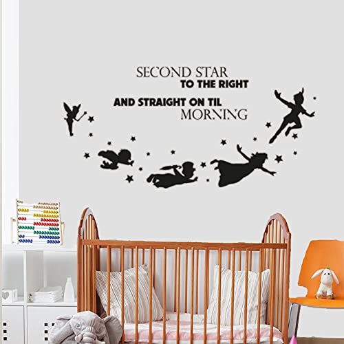HIONRE Segunda estrella a la derecha y recto hasta la mañana Peter Pan cita vinilo pared arte...