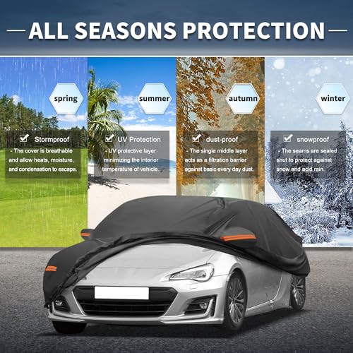 Image of X AUTOHAUX Car Cover Outdoor Waterproof Sun Rain Snow Hail Protection with Left Side Door Zipper 210D-PU for Subaru BRZ