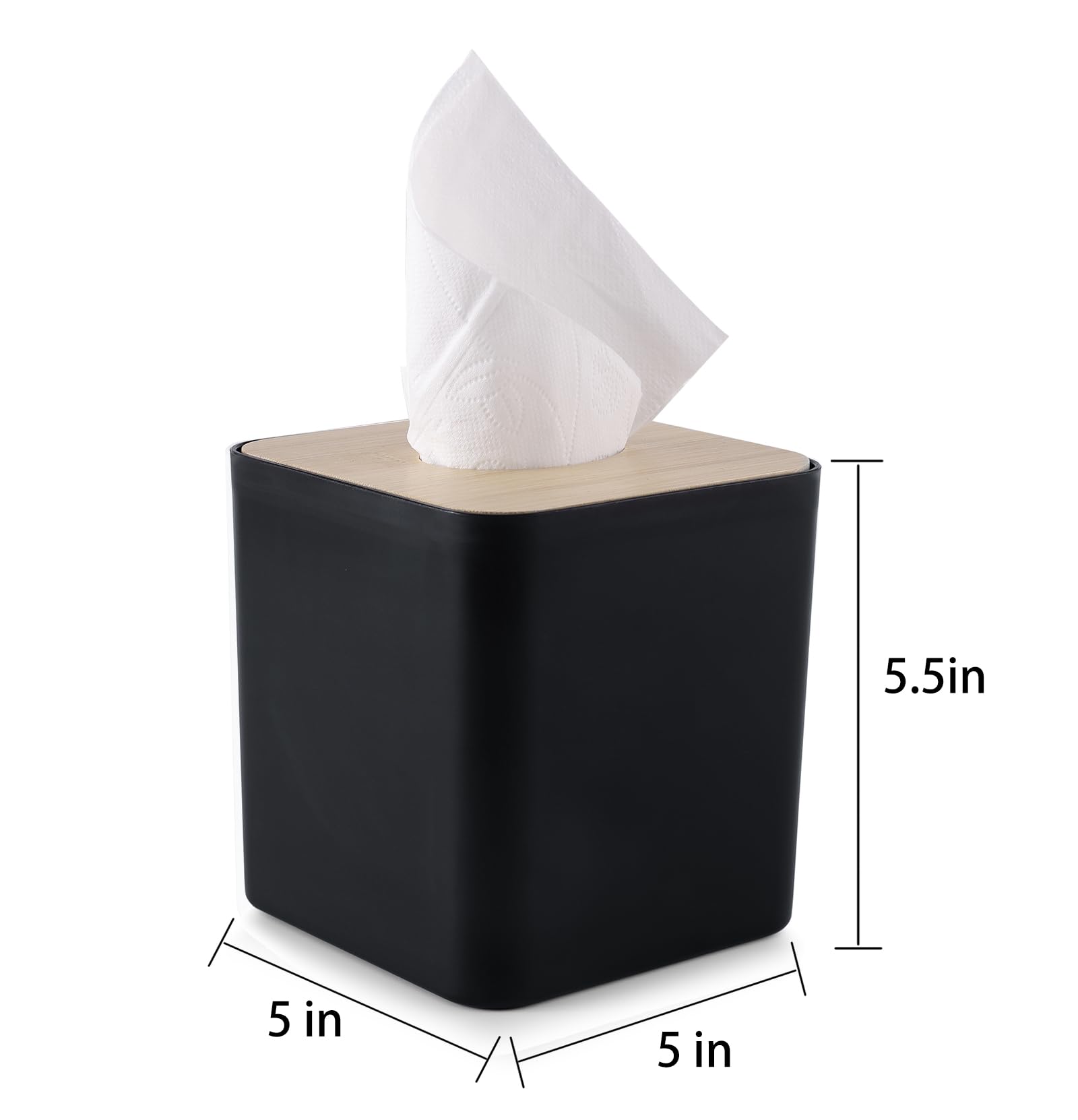 Tissue Box Cover, Square Tissue Box Holder, Bamboo Wood