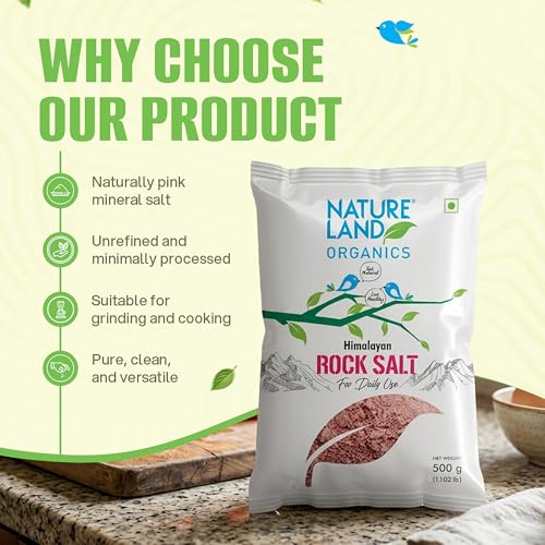 Image of Natureland Organics Himalayan Pink Rock Salt 500 Gm - Organic Rock Salt