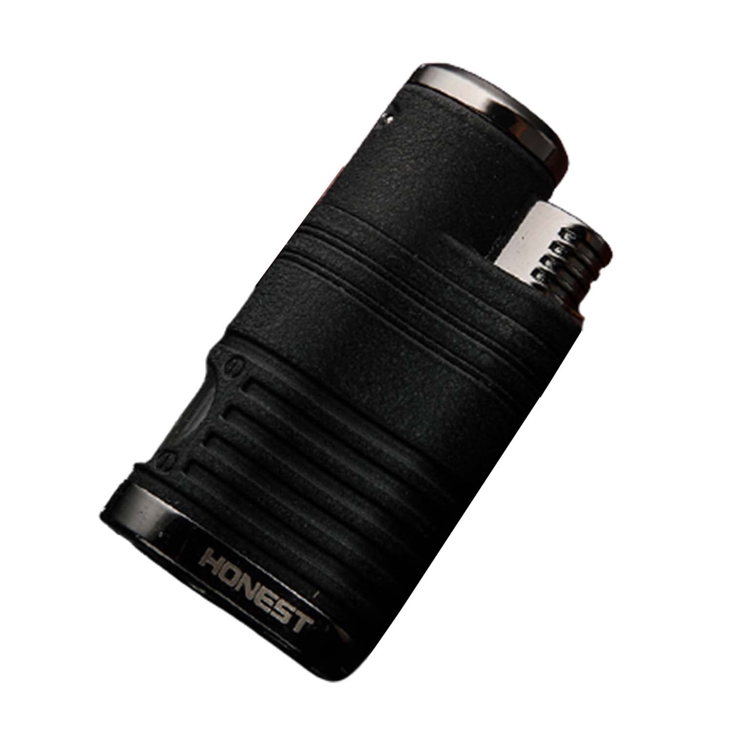 Torche Métal Briquet Flamme Puissante à 4 Jets Mini Portable Briquet de Poche avec Fenêtre Visible pour Cuisine Grill Barbecue Bougie Camping (sans Gaz Butane)